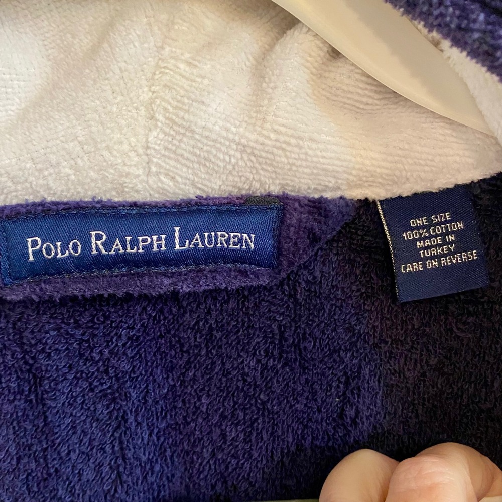 Polo Ralph Lauren VTG Robe Navy Red Fleece Lined Shawl Collar Belted Men OS - Picture 3 of 13